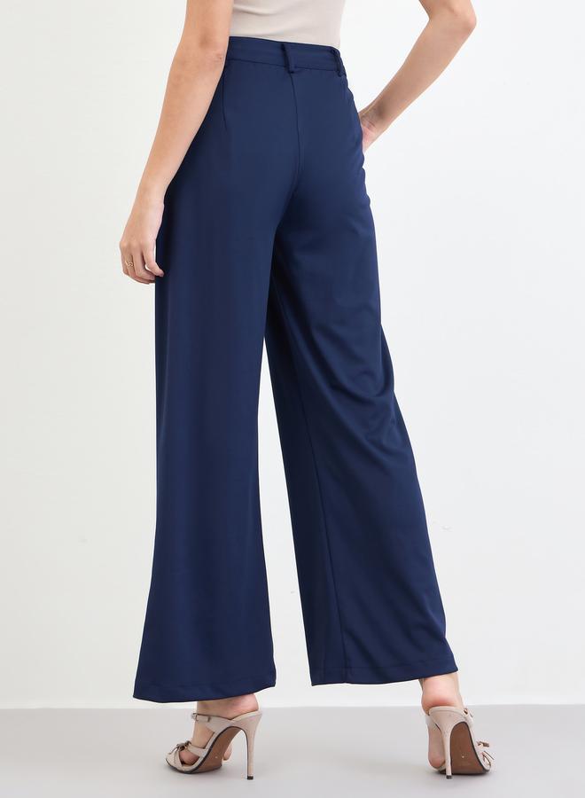 Styli Women Navy Blue Wide Leg Trousers - Image 4
